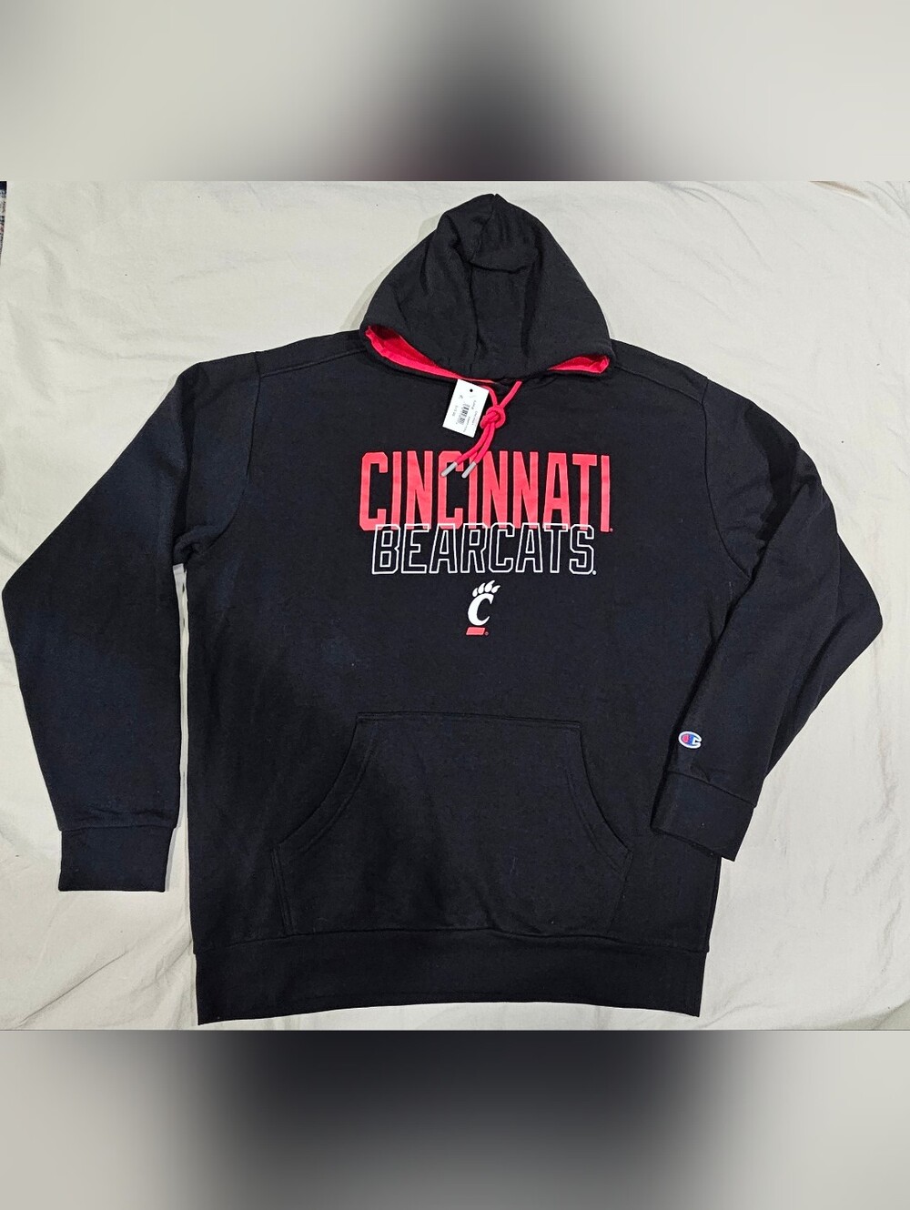 Champion Cincinnati Bearcats Black & Red Hooded Sweatshirt Mens Large